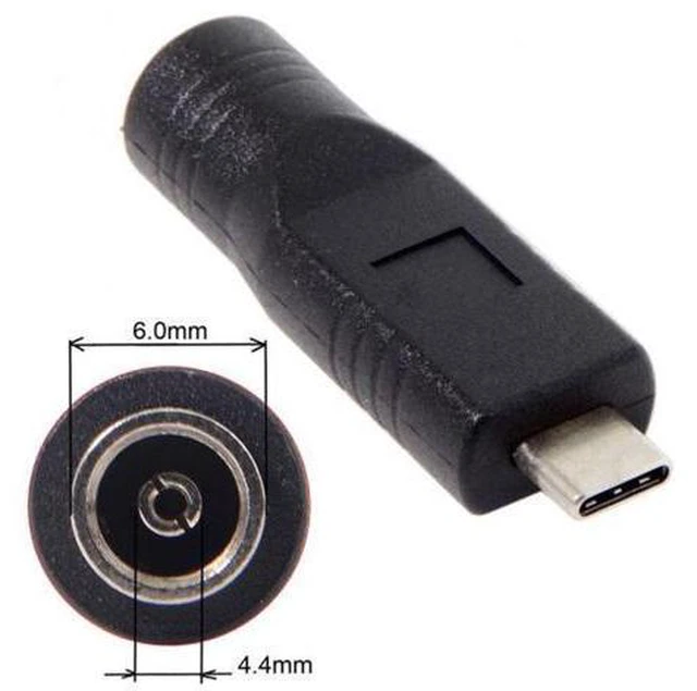Alt view image 3 of 6 - SM DC Jack 6.0*4.4mm Input to USB-C Type-C Power Plug Charge Adapter for Laptop Phone
