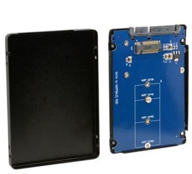 Alt view image 3 of 7 - SM B+M Key Socket 2 M.2 NGFF (SATA) SSD to 2.5 SATA Adapter Card Adapter with Black Metal Case