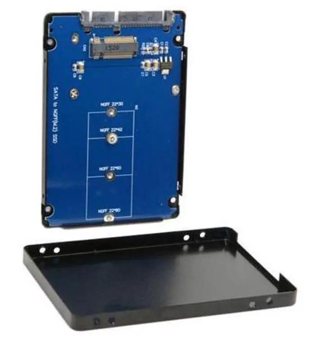 Alt view image 4 of 7 - SM B+M Key Socket 2 M.2 NGFF (SATA) SSD to 2.5 SATA Adapter Card Adapter with Black Metal Case