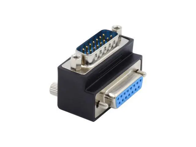 Alt view image 2 of 7 - HKCY DSUB RS232 D-subminiature 15pin Male Nut to Female Screw Extension Adapter DB Connector Up 90 Degree Angled