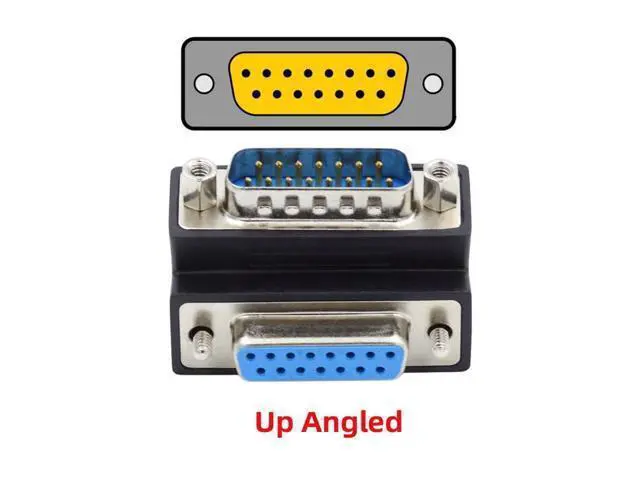 Alt view image 3 of 7 - HKCY DSUB RS232 D-subminiature 15pin Male Nut to Female Screw Extension Adapter DB Connector Up 90 Degree Angled