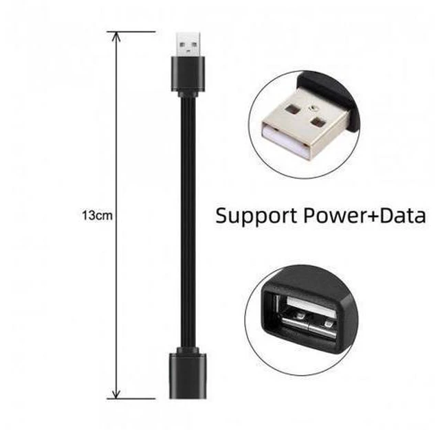 Alt view image 5 of 7 - HKCY U2-047-BK-0.13M 13cm USB 2.0 Type-A Male to Type-A Male Female Data Flat Slim FPC Cable for FPVDiskPhone