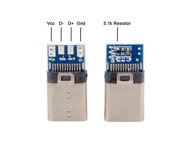 Alt view image 4 of 7 - SM 5pcs/lot DIY 24pin USB Type C USB-C Male OTG Host Type 5.1k Resistor with Black Housing Cover