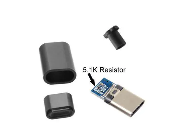Alt view image 3 of 7 - SM 5pcs/lot DIY 24pin USB Type C USB-C Male OTG Host Type 5.1k Resistor with Black Housing Cover