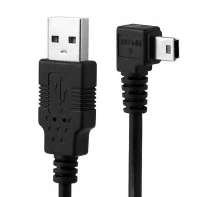 Alt view image 7 of 7 - HKCY U2-057-RI-3.0M Mini USB B Type 5pin Male Right Angled 90 Degree to USB 2.0 Male Data Cable with Ferrite 3.0m