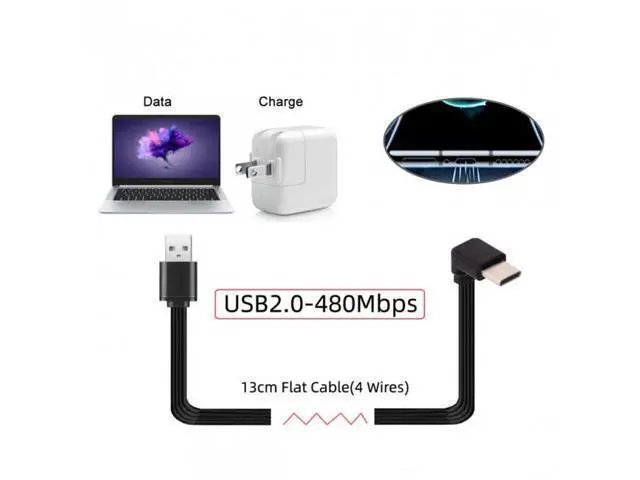 Alt view image 4 of 7 - HKCY UC-096-UP-0.13M 13cm USB 2.0 Type-A Male to USB-C Type-C Up Down Angled 90 Degree Data Flat Slim FPC Cable for FPVDiskPhone