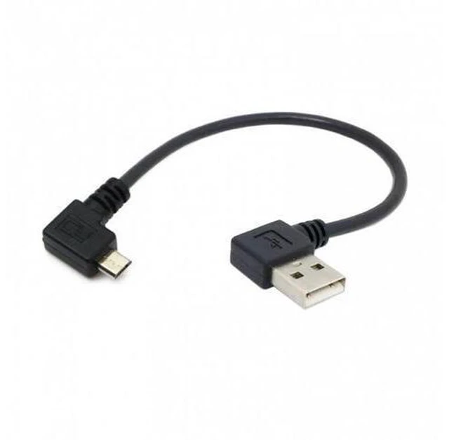 Alt view image 3 of 7 - HKCY U2-075-RI Right angled 90 Degree Micro USB Male to USB Left Angled Data Charge Cable 0.2m
