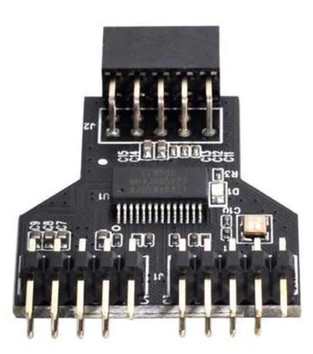 Main image of SM Motherboard 9pin USB 2.0 Header 1 to 2 Female Extension HUB Connector Adapter Port Multilier