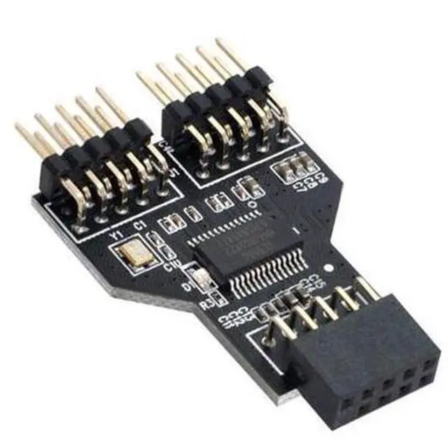 Alt view image 3 of 7 - SM Motherboard 9pin USB 2.0 Header 1 to 2 Female Extension HUB Connector Adapter Port Multilier