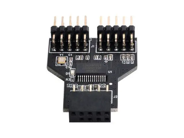 Alt view image 4 of 7 - SM Motherboard 9pin USB 2.0 Header 1 to 2 Female Extension HUB Connector Adapter Port Multilier