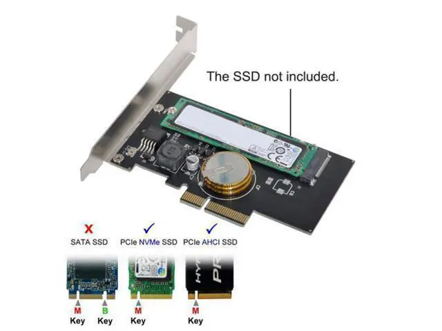 Alt view image 2 of 7 - SM PCI-E 3.0 x4 to M.2 NGFF M Key SSD Nvme Card Adapter PCI Express with Power Failure Protection 4.0F Super Capacitor