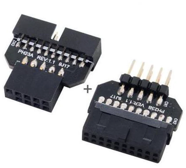 Alt view image 2 of 7 - SM 1set Reversible USB 2.0 9Pin Housing to Motherboard USB 3.0 20pin Header Female Adapter