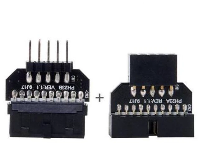 Alt view image 3 of 7 - SM 1set Reversible USB 2.0 9Pin Housing to Motherboard USB 3.0 20pin Header Female Adapter