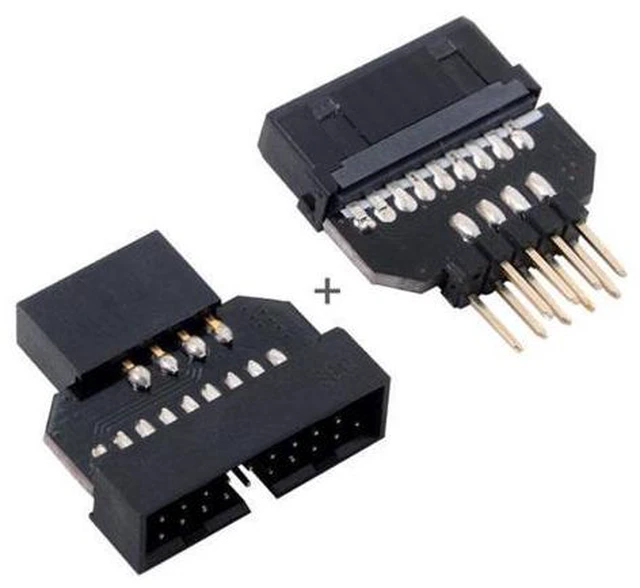 Alt view image 4 of 7 - SM 1set Reversible USB 2.0 9Pin Housing to Motherboard USB 3.0 20pin Header Female Adapter