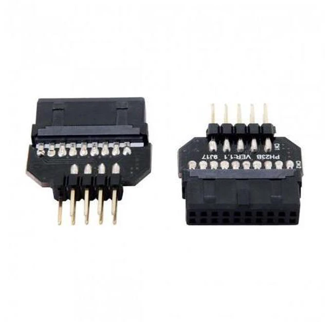 Alt view image 6 of 7 - SM 1set Reversible USB 2.0 9Pin Housing to Motherboard USB 3.0 20pin Header Female Adapter