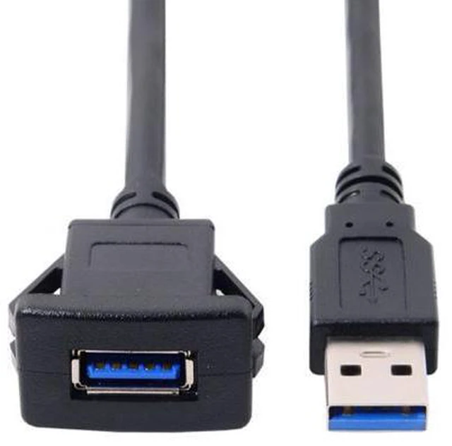 Alt view image 3 of 6 - 1m Waterproof Single USB 3.0 Extension Latch Mount Car AUX Cable for Dashboard Panel U3-030-1P