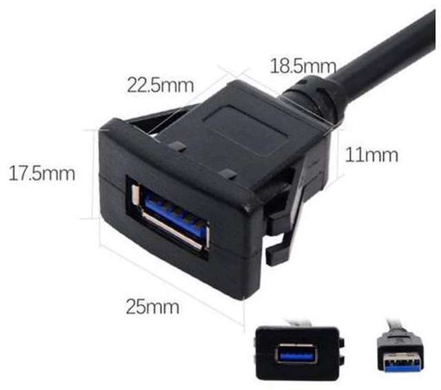 Alt view image 4 of 6 - 1m Waterproof Single USB 3.0 Extension Latch Mount Car AUX Cable for Dashboard Panel U3-030-1P