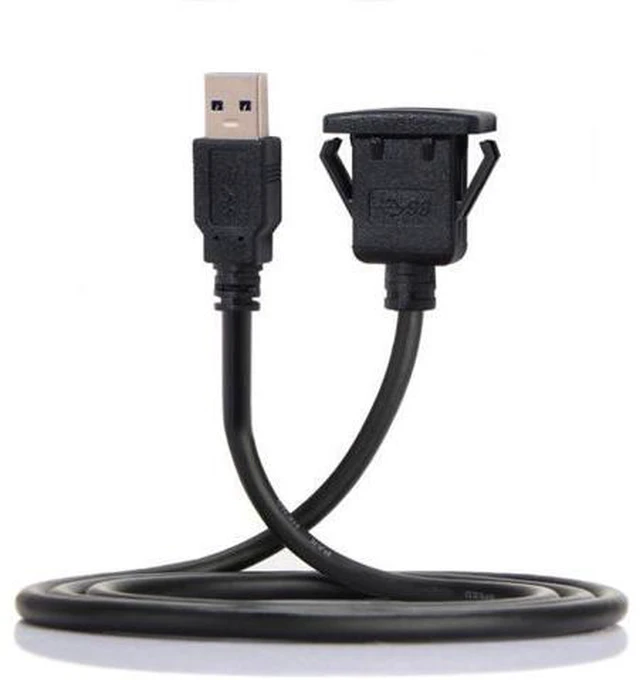 Alt view image 6 of 6 - 1m Waterproof Single USB 3.0 Extension Latch Mount Car AUX Cable for Dashboard Panel U3-030-1P