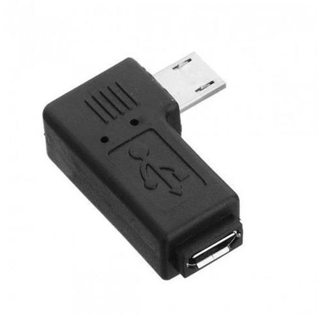 Alt view image 2 of 7 - SM Micro USB 2.0 5Pin Male to Female M - F Extension Adapter 90 Degree Right Angled