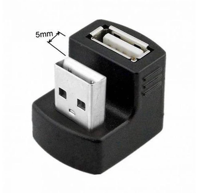 Alt view image 6 of 7 - 1 Set Up Down Angled USB 2.0 Adapter A Male to Female Extension 180 Degree Black