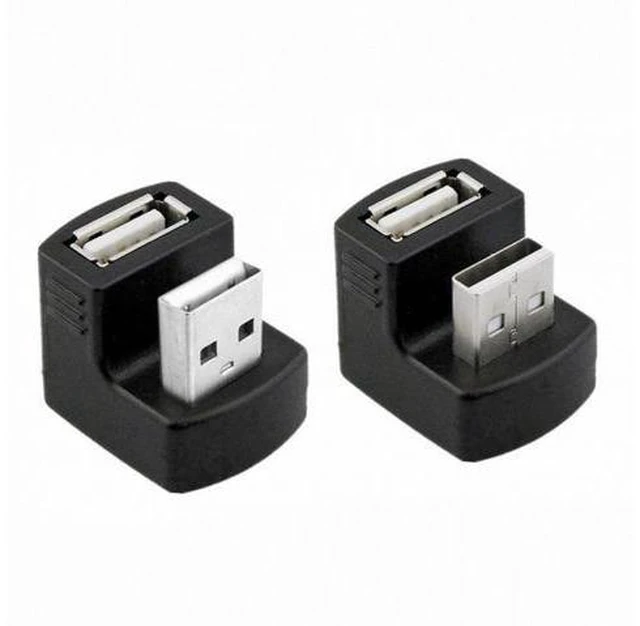 Alt view image 7 of 7 - 1 Set Up Down Angled USB 2.0 Adapter A Male to Female Extension 180 Degree Black