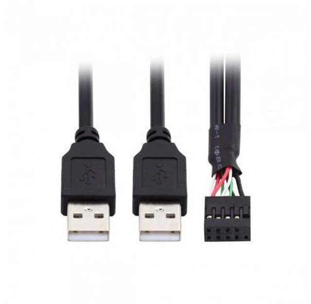 Main image of HKCY U2-128 Motherboard 9Pin 10Pin Female Housing to Dual USB 2.0 Male Type-A Cable 50cm