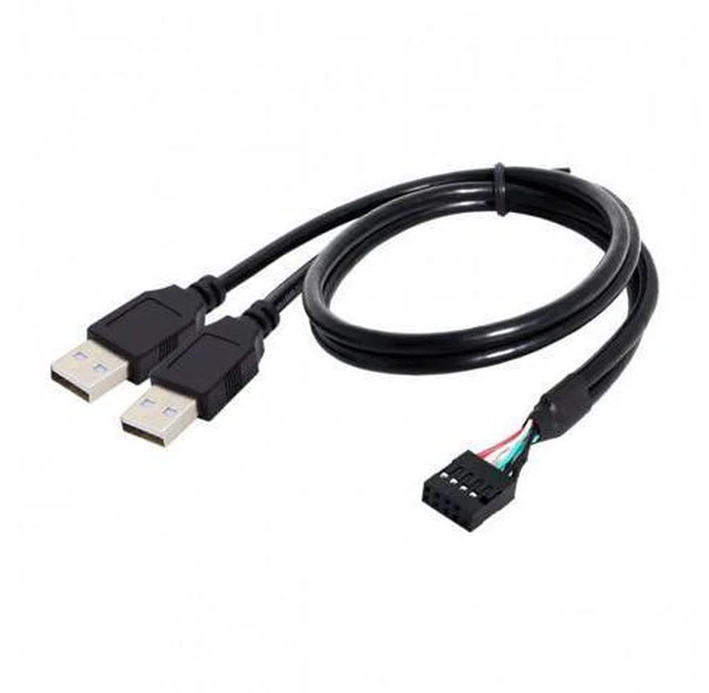 Alt view image 2 of 6 - HKCY U2-128 Motherboard 9Pin 10Pin Female Housing to Dual USB 2.0 Male Type-A Cable 50cm
