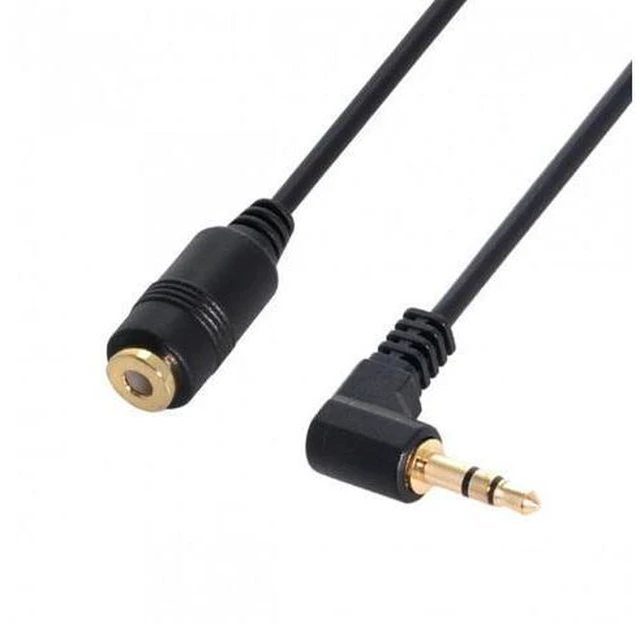 Alt view image 5 of 7 - HKCY CA-045 90 degree right angled 3.5mm 3poles Audio Stereo Male to Female Extension Cable 10cm Black