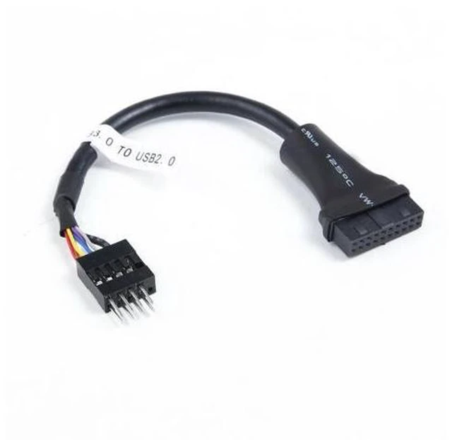 Alt view image 2 of 6 - HKCY U3-107 USB 3.0 20pin Motherboard Housing Male to USB 2.0 9Pin Header Device Female Cable