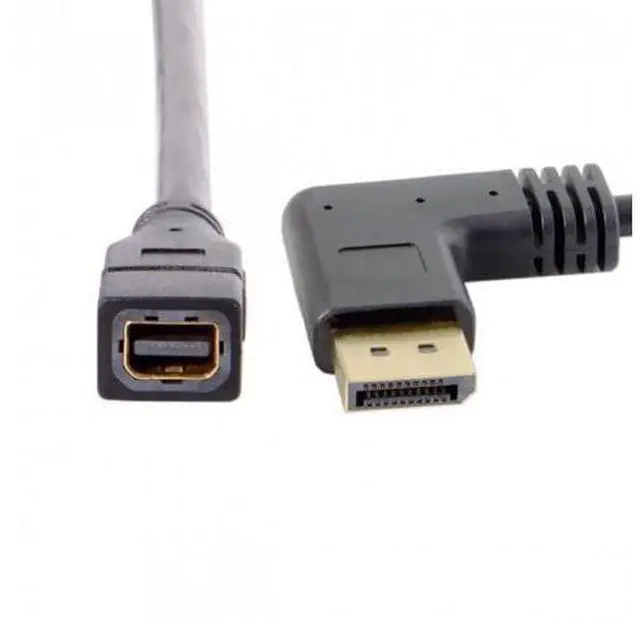 Alt view image 7 of 7 - HKCY DP-048-LE Left Angled DP DisplayPort 90 Degree to Mini DP DisplayPort Female Cable for Displays Monitors
