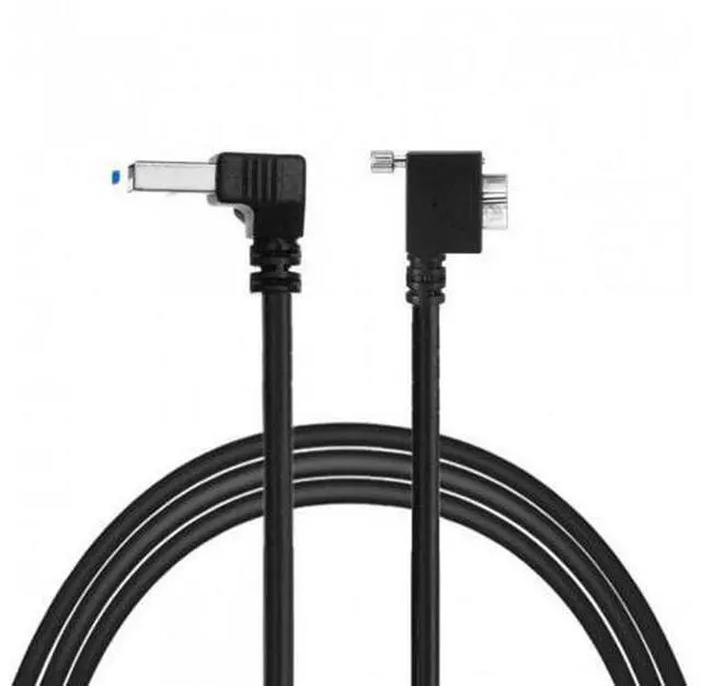 Alt view image 6 of 7 - HKCY U3-078-LE Down Direction Right Angled 90 Degree USB 3.0 A plug to Micro B Plug Left Angled locking screws Panel Cable 40cm