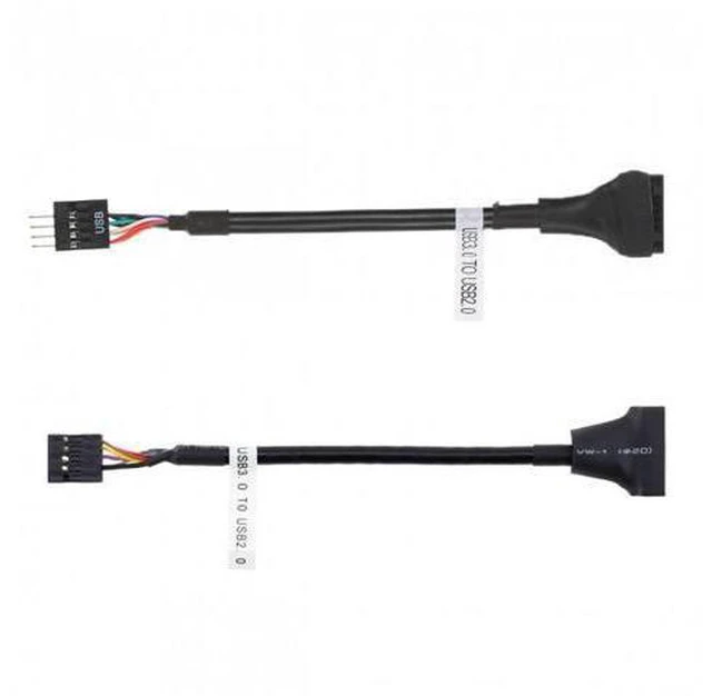 Alt view image 2 of 6 - HKCY U3-076+107 2pcs USB 2.0 9Pin to USB 3.0 20pin Housing Header Female Cable Reversible for Motherboard