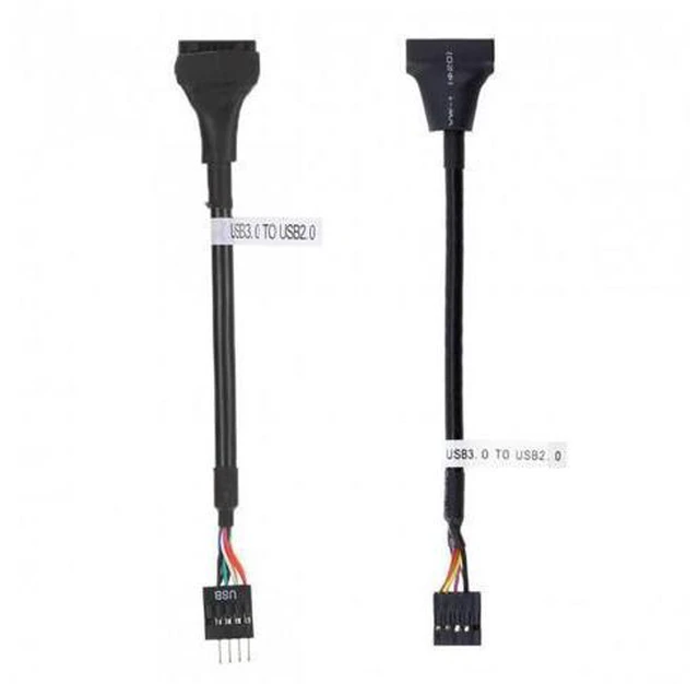 Alt view image 3 of 6 - HKCY U3-076+107 2pcs USB 2.0 9Pin to USB 3.0 20pin Housing Header Female Cable Reversible for Motherboard
