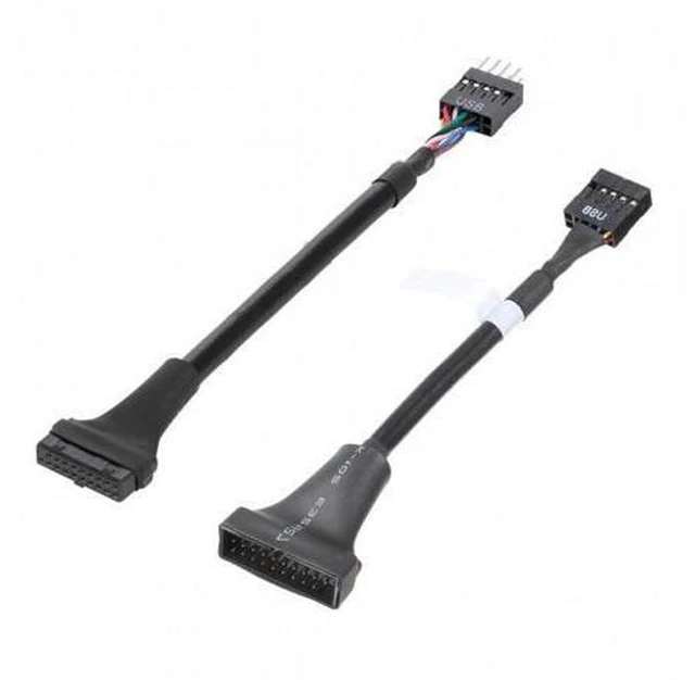 Alt view image 4 of 6 - HKCY U3-076+107 2pcs USB 2.0 9Pin to USB 3.0 20pin Housing Header Female Cable Reversible for Motherboard