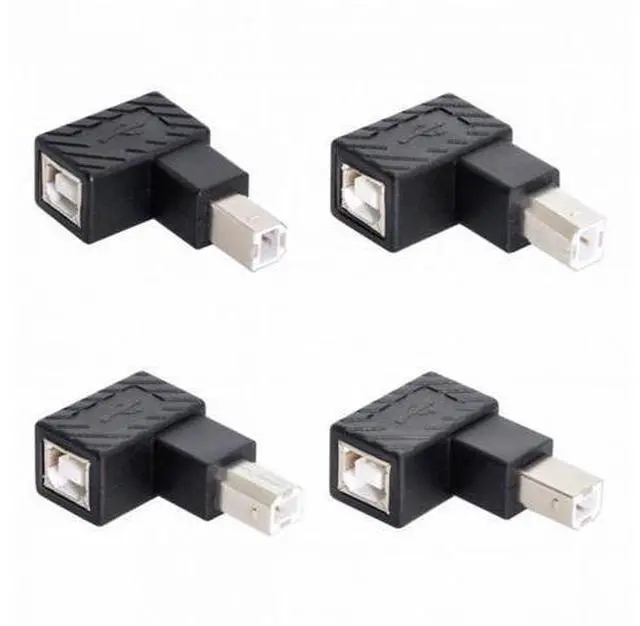 Alt view image 2 of 7 - 4Pcs USB 2.0 B Type Male to Female Extension Adapter Horizontal Vertical Angled 90 Degree for Disk Scanner