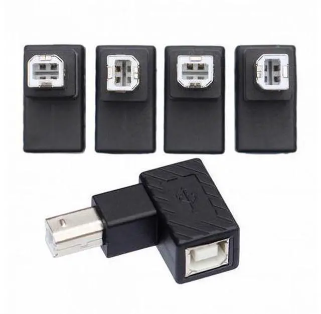 Main image of 4Pcs USB 2.0 B Type Male to Female Extension Adapter Horizontal Vertical Angled 90 Degree for Disk Scanner