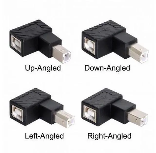 Alt view image 5 of 7 - 4Pcs USB 2.0 B Type Male to Female Extension Adapter Horizontal Vertical Angled 90 Degree for Disk Scanner
