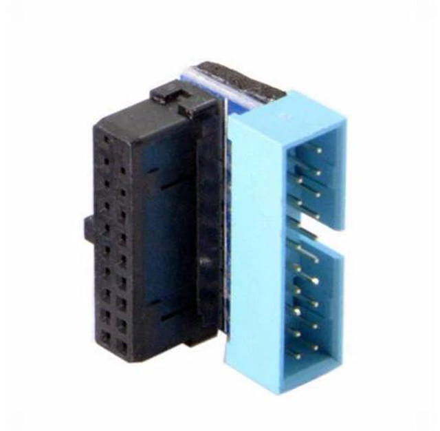 Alt view image 3 of 6 - Up Angled USB 3.0 20Pin 19Pin Male to Female Extension Adapter 90 Degree for Motherboard Mainboard