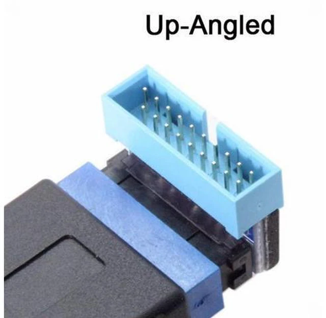 Alt view image 5 of 6 - Up Angled USB 3.0 20Pin 19Pin Male to Female Extension Adapter 90 Degree for Motherboard Mainboard