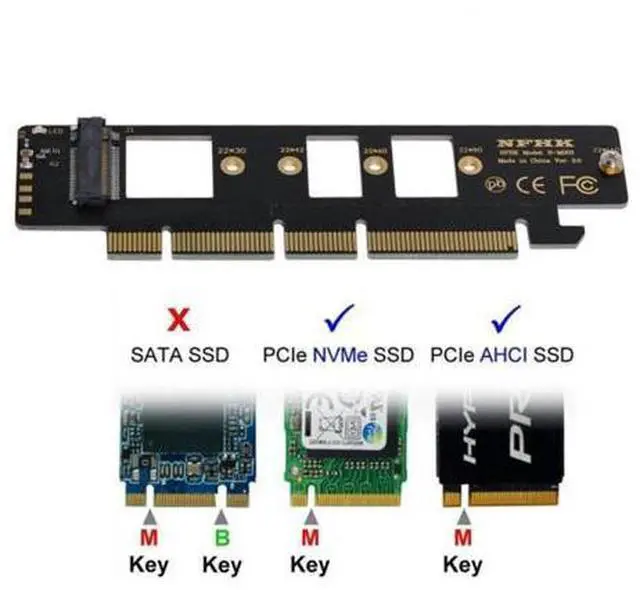 Alt view image 3 of 6 - NGFF M.2 M-key NVME AHCI SSD to PCI-E 3.0 16x 4x Adapter for 110mm 80mm SSD SA-021