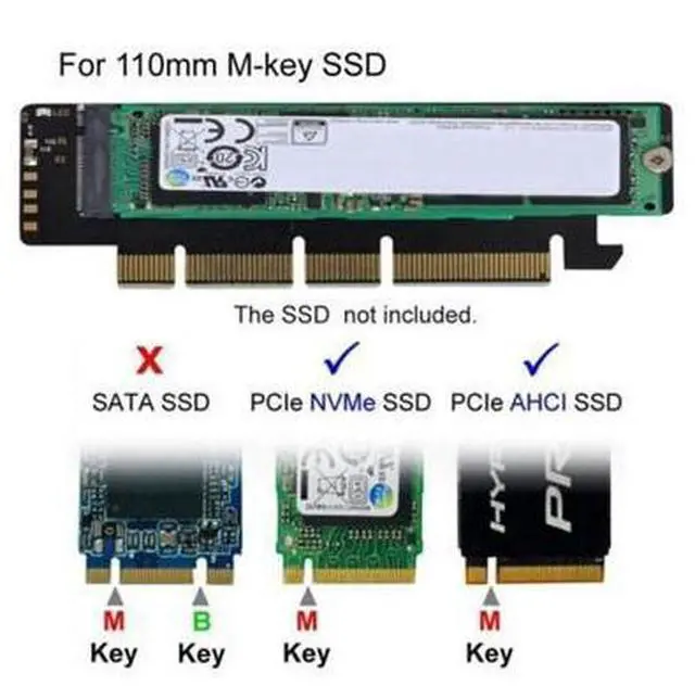Alt view image 6 of 6 - NGFF M.2 M-key NVME AHCI SSD to PCI-E 3.0 16x 4x Adapter for 110mm 80mm SSD SA-021
