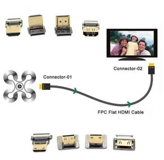Alt view image 5 of 7 - HKCY CN-020-DN CYFPV Micro HDMI Type D Male Down Angled 90 Degree for FPV HDTV Multicopter Aerial Photography
