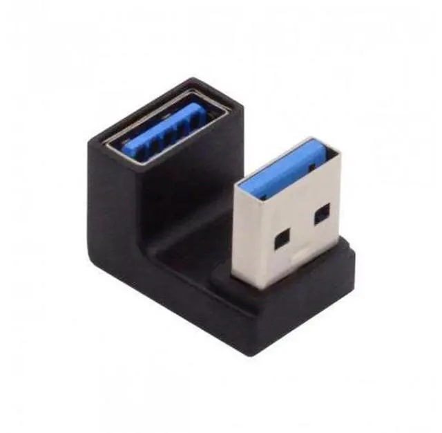 Main image of HKCY U3-018-OS 10Gbps USB3.0 Male to Female Extension Power Data Video Adapter Opposite U Shape Back Angled