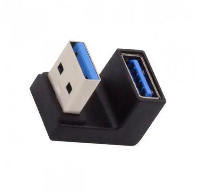 Alt view image 2 of 6 - HKCY U3-018-OS 10Gbps USB3.0 Male to Female Extension Power Data Video Adapter Opposite U Shape Back Angled