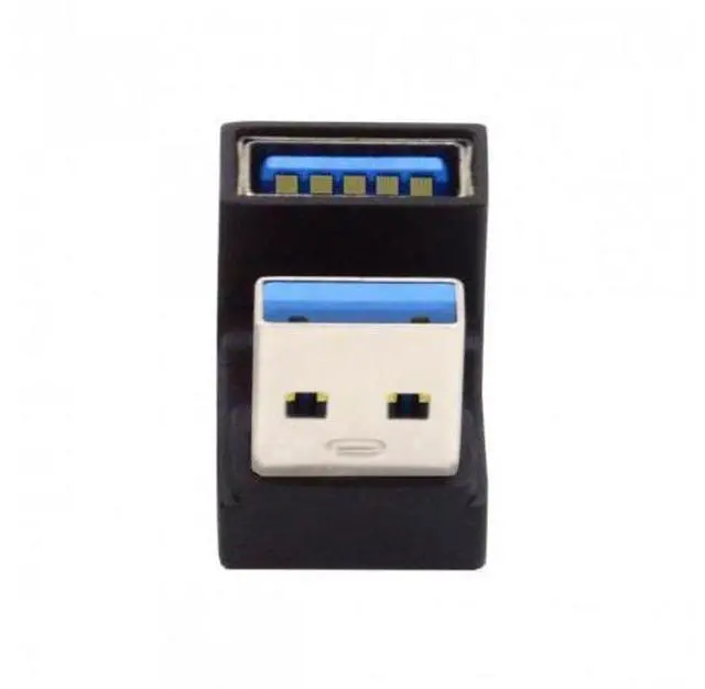 Alt view image 3 of 6 - HKCY U3-018-OS 10Gbps USB3.0 Male to Female Extension Power Data Video Adapter Opposite U Shape Back Angled