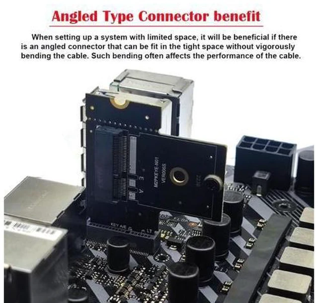 Alt view image 2 of 7 - HKCY NGFF Key A+E PCI Express Male to Female Right Angled 90 Degree Low Profile Adapter Extension Card Riser