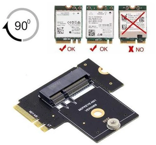 Alt view image 6 of 7 - HKCY NGFF Key A+E PCI Express Male to Female Right Angled 90 Degree Low Profile Adapter Extension Card Riser
