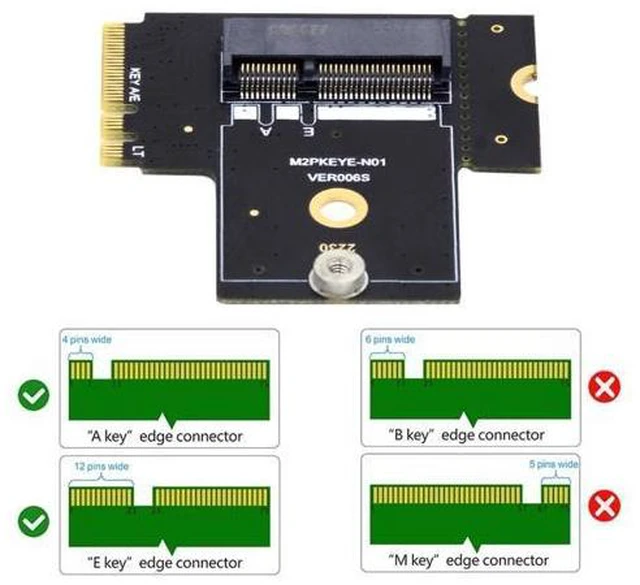 Alt view image 7 of 7 - HKCY NGFF Key A+E PCI Express Male to Female Right Angled 90 Degree Low Profile Adapter Extension Card Riser