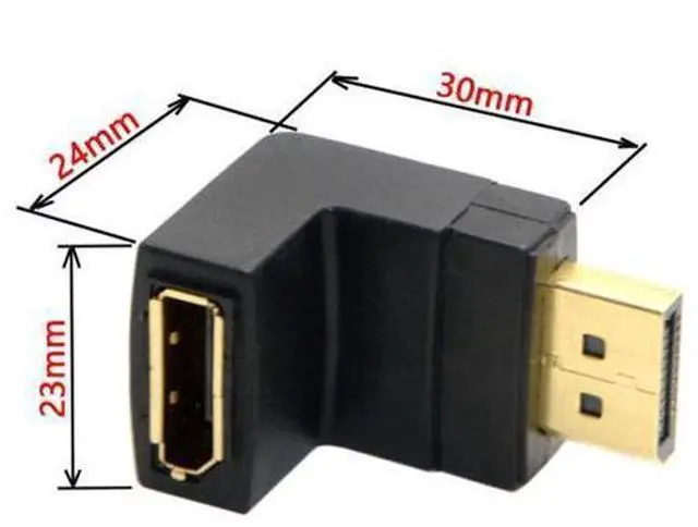 Alt view image 2 of 7 - HKCY DP-016-DN Down Angled 90 Degree DisplayPort Male to Female Extension Adapter