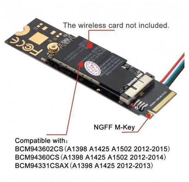 Alt view image 4 of 7 - HKCY EP-001 BCM94360CD BCM94360CS BCM943602CS BCM94360CS2 WiFi Card to M.2 NGFF Key-M NVME SSD Adapter